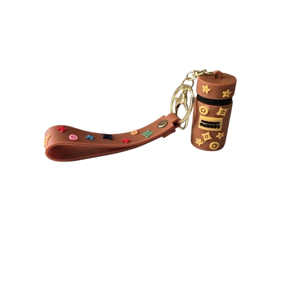 Fashion Brown Keychain with Multicolor Accents - Picture 2 of 2